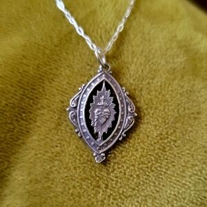 Sterling silver 925 sacred heart religious catholic Christian pendant 18 in.